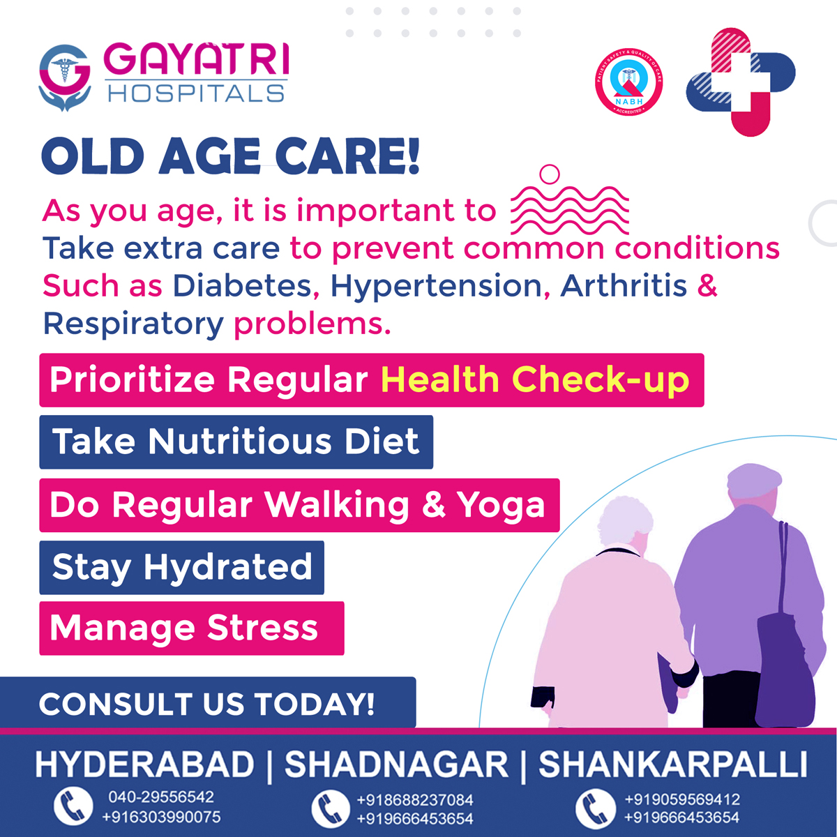 GayatriHospHyd's tweet photo. As you age, it is important to take extra care to prevent common conditions like diabetes, hypertension, arthritis & respiratory problems.
https://t.co/xj3c4a756z
#health #healthpackage #healthcheckup #hyderabad #telangana #trending #viral #viralpost #rains #monsoon #motivation https://t.co/PVyGpKAAnd