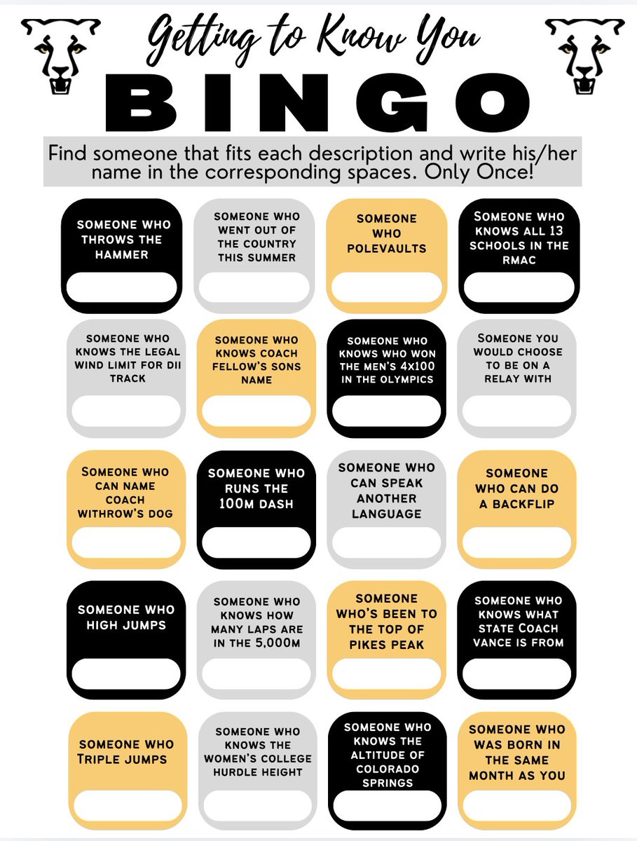 Another season is upon us 🚨 
First team meeting in the 📚… 
Fun get to know you Bingo!  
Ready to get after it 💪! 
And a BIG thank you to <a href="/insomniacookies/">insomnia cookies</a> for their delicious 🍪 donation!