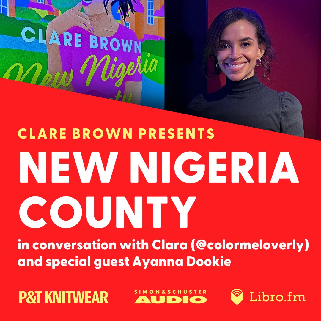 Simon & Schuster (@simonschuster) on Twitter photo Mark your calendars! Visit <a href="/ptknitwear/">P&T Knitwear | Books and Podcasts</a> on 9/5 at 7pm ET to join #ClareBrown as she discusses #NewNigeriaCounty with her #OneMoreChapter podcast co-host <a href="/colormeloverly/">Clara</a> & comedian @adookie! Learn more here: bit.ly/3T2z57Y. CC: <a href="/librofm/">Libro.fm</a> <a href="/SimonAudio/">Simon & Schuster Audio</a> Mark your calendars! Visit <a href="/ptknitwear/">P&T Knitwear | Books and Podcasts</a> on 9/5 at 7pm ET to join #ClareBrown as she discusses #NewNigeriaCounty with her #OneMoreChapter podcast co-host <a href="/colormeloverly/">Clara</a> & comedian @adookie! Learn more here: bit.ly/3T2z57Y. CC: <a href="/librofm/">Libro.fm</a> <a href="/SimonAudio/">Simon & Schuster Audio</a>