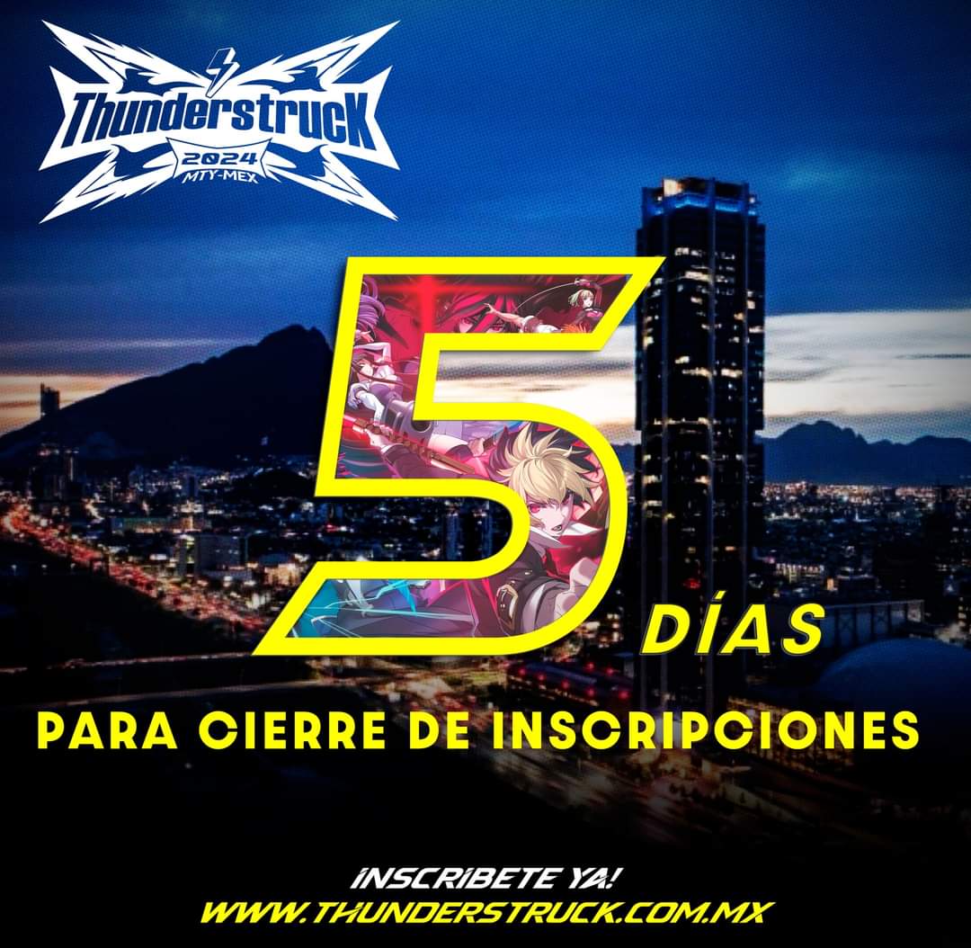 ⚠⚡ ATTENTION ⚡⚡⚠
THERE ARE ONLY 5 DAYS LEFT UNTIL REGISTRATION CLOSES.
⚠The last phase ends on August 31st ⚠

YOU CAN'T MISS IT!

REGISTER HERE:
thunderstruck.com.mx

#Thunderstruck2024 #RiseTheThunder