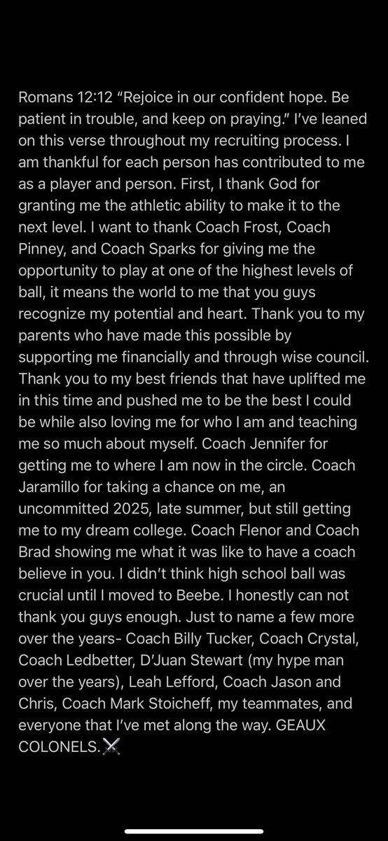 DulanyLexi's tweet photo. Thibodaux is home for the next four years! Thank you to all the coaches who spent time on me and gave me opportunities! I knew as soon as I stepped on campus that Nicholls was the place for me. GEAUX COLONELS⚔️ https://t.co/F81aLoSpz6