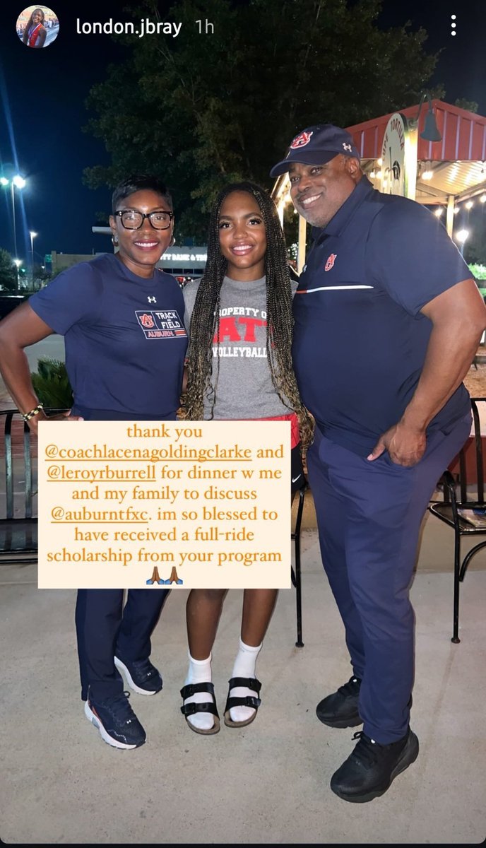 London Jackson-Bray (@londonjb25) on Twitter photo Thank you <a href="/CoachLacena/">Lacena Golding-Clarke</a> and <a href="/BurrellLeroy/">Leroy Burrell OLY</a>, for coming to watch me play tonight and spending time with my family over dinner. Blessed to have received a full-ride scholarship offer. 🙏🏽 🙌🏽 Thank you <a href="/CoachLacena/">Lacena Golding-Clarke</a> and <a href="/BurrellLeroy/">Leroy Burrell OLY</a>, for coming to watch me play tonight and spending time with my family over dinner. Blessed to have received a full-ride scholarship offer. 🙏🏽 🙌🏽