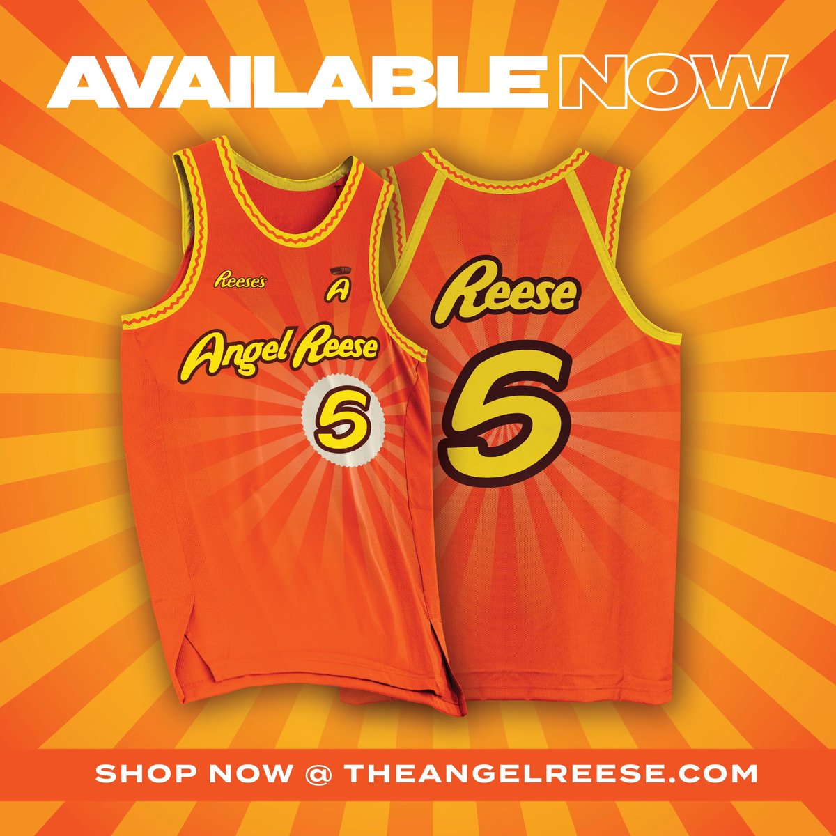 Reese’s Pieces are you ready for drop 2?! Shop my Reese’s X Angel jerseys out now on TheAngelReese.com and if you’re coming to the game tomorrow night, I have a special surprise for you all 🧡 #reesespieces #officialpartnership