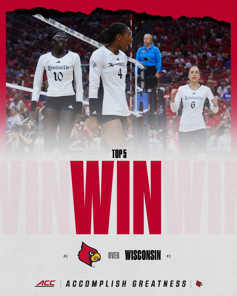 theACC's tweet image. HOW 'BOUT THAT START ‼️

@LouisvilleVB opens the season with a TOP 5 WIN.