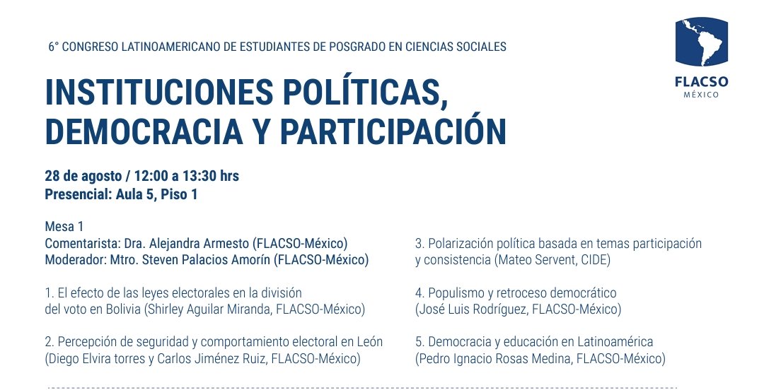 Mañana nos vemos por esta liga 😃 us02web.zoom.us/j/88149939557
<a href="/CLEPSO_FLACSO/">CLEPSO Flacso</a> con excelentes ponentes como <a href="/delvira_torres/">Diego Elvira</a> y <a href="/Pedro0909/">Pedro Rosas</a> 

#Democracia #Instituciones