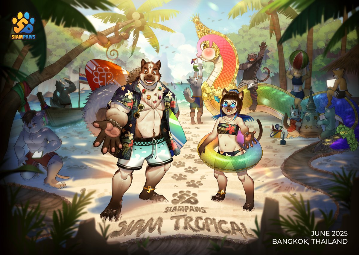 Hello all furry friends!
Get ready! Because we aren't half-assing it. Our new furry convention is here to spread happiness to everyone. Enjoy the bright summer in mid-June at SiamPaws with the theme “Siam Tropical”

See you soon! 📷
#SiamPaws