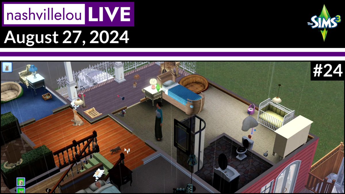 LouNashville's tweet photo. Join me at the top of the hour on #Twitch for NashvilleLou Live and episode 24 of The Sims 3.
We'll also have @TwitchyTides games and fun prizes. Should be good, see you then.
https://t.co/Yp3AgOJBzz
#TS3 #TheSims3 #Sims3 #Sims3Pets #videogame #livestream #NashvilleLou https://t.co/SQsG7CbxtH