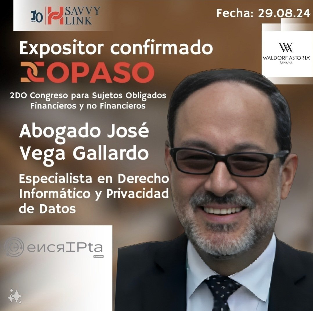 Falta solo un día para el 2o. Congreso para Sujetos Obligados Financieros y No Financieros (COPASO), donde expondré sobre un tema pocas veces presentado en público: la implementación de programas de gestión de datos personales. 

La cita es el 29, en el hotel Waldorf Astoria!