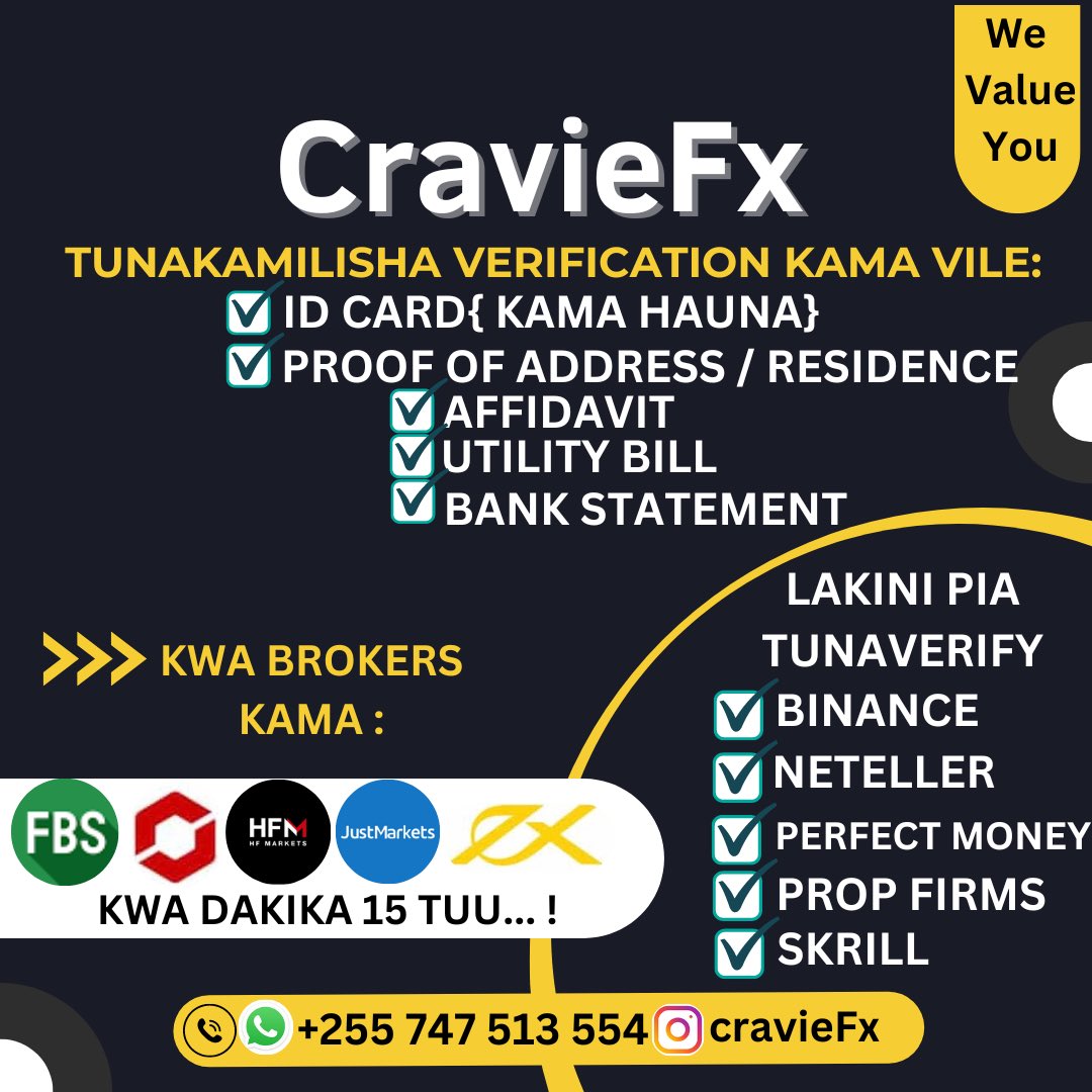 cravie07's tweet photo. @sajo_mwaihabi Craviefx tuna verify Fx account , binance , perfect money kwa dakika 15 tu baada ya malipo kukamilika https://t.co/9uiLwQ4csm