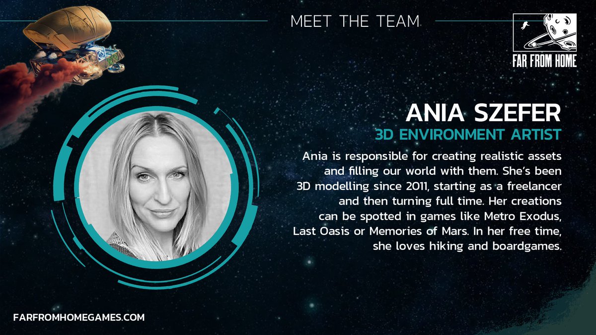 FFH_Games's tweet photo. Another week, another Far From Home dev 🙌
Meet Ania, our awesome 3D Environment Artist 🎨
Ania has been with the studio for over 3 years, and helps bring the locations players visit in Forever Skies to life!
Thank you, Ania!🙏
#FFHTeam https://t.co/xC5P6T75k3