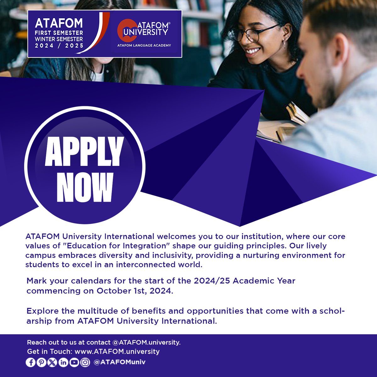 ATAFOM University is taking admissions. 

Apply Now! : atafom.university 

#ATAFOM #NIGERIA #Onlineuniversity #ATAFOMNG
#PerfectTimingHolding #jos