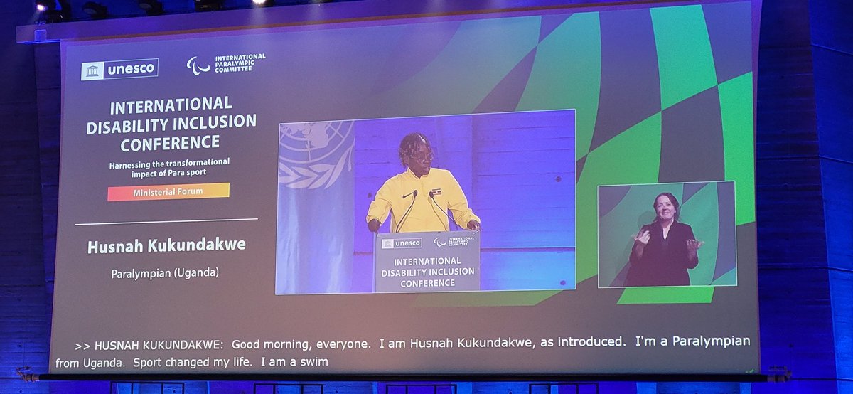 BayenEleonore's tweet photo. "Sport changed my life", "invest in parasport because there are so many lives changed through sport" Paralympian Husnah Kukundakwe. Sport as a tool for a more #inclusive society. #unesco Go Paris 2024 Paralympic games! https://t.co/uPgh2OmqXq