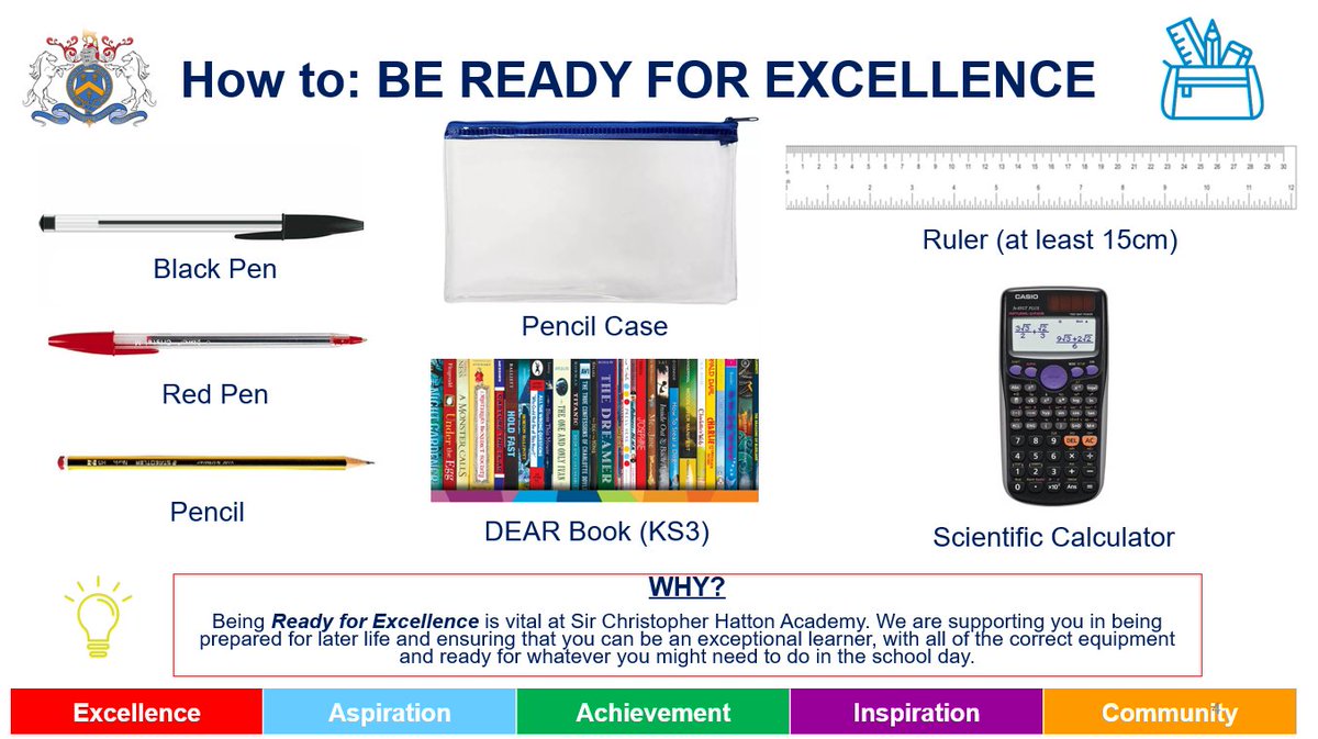 Hatton Academy News (@heartofhatton) on Twitter photo Are you ‘back to school’ ready?
We can’t wait to welcome you back next week! Just a reminder below of how to be #ReadyforExcellence for day one. Please contact info@hattonacademy.org.uk if you have any questions. Are you ‘back to school’ ready?
We can’t wait to welcome you back next week! Just a reminder below of how to be #ReadyforExcellence for day one. Please contact info@hattonacademy.org.uk if you have any questions.