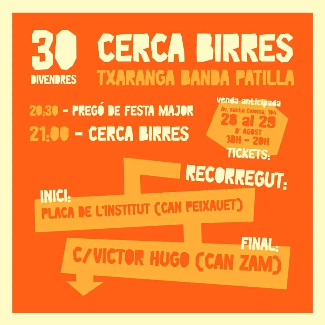 Ja arriba la 22a edició de la <a href="/FMAGramenet/">FMA Gramenet</a>.

Avui dimecres i demà dijous, de 18h a 20h, aconsegueix els tiquets del cercabirres, de la paella popular i de la panyoleta a <a href="/calasisqueta/">Ca la Sisqueta</a>.

🎊🎊