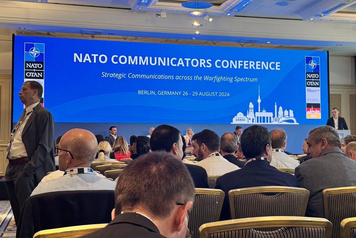 Crown_Media_Ltd's tweet photo. Great to be at the NATO Communicators Conference in Berlin and explore how the latest initiatives and thinking in the comms world can be integrated into Crown Media's work with the alliance and the wider defence community.  #NCC24 #NATO #simpress #mediatraining https://t.co/JrhrPQfhck