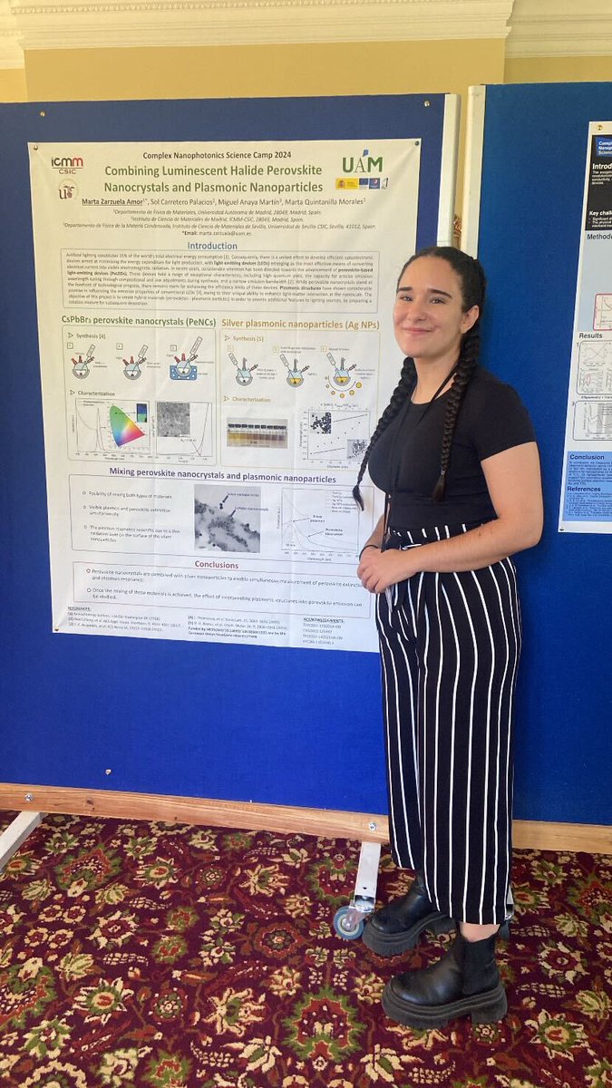 SMS Lab (@smslabnews) on Twitter photo Our talented <a href="/zarzuela_marta/">Marta Zarzuela Amor</a> <a href="/UAM_Madrid/">UAM Autónoma Madrid</a> attended the Complex Nanophotonics Science Camp in the UK. She presented her work within the framework of our TED project where we are combining halide perovskites with plasmonic structures to control absorption and emission of light. Our talented <a href="/zarzuela_marta/">Marta Zarzuela Amor</a> <a href="/UAM_Madrid/">UAM Autónoma Madrid</a> attended the Complex Nanophotonics Science Camp in the UK. She presented her work within the framework of our TED project where we are combining halide perovskites with plasmonic structures to control absorption and emission of light.