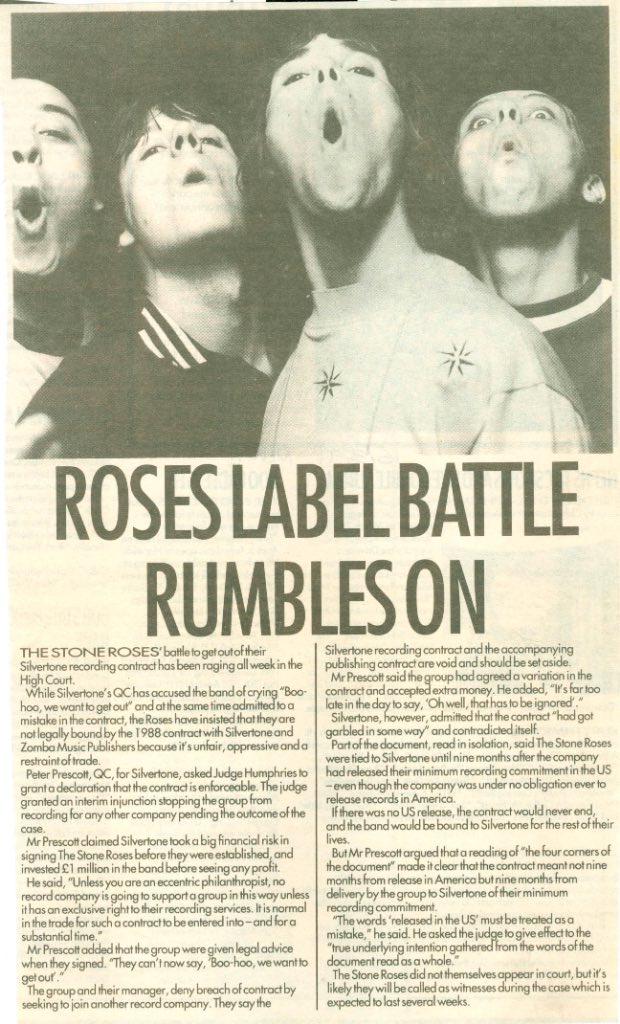 sosallycinnamon's tweet photo. A Stone Roses article from Melody Maker, 16th Match 1991 https://t.co/2CDUt8cgSk