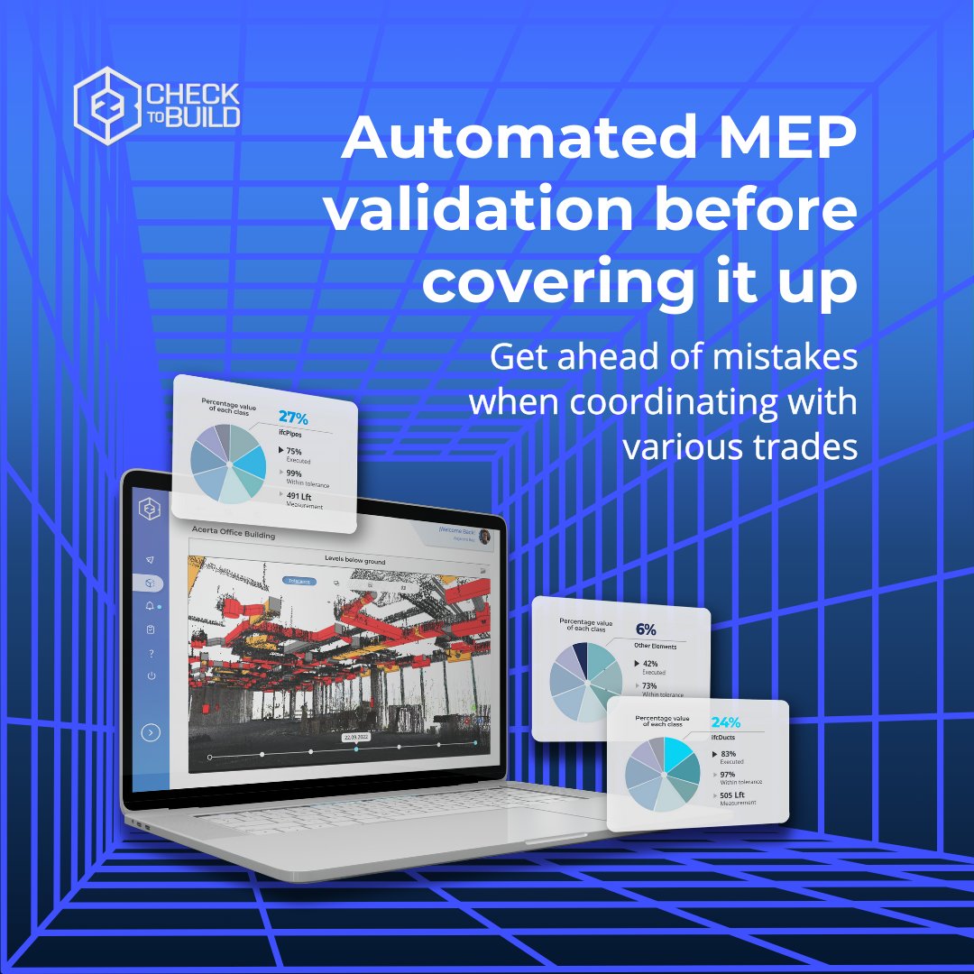 The new AI, empowering your construction project. ❗100% Integrated #Construction Control of MEP systems, ensure up-to-date as-built information before cover-up.

More information: checktobuild.com/c2bplatform/me…