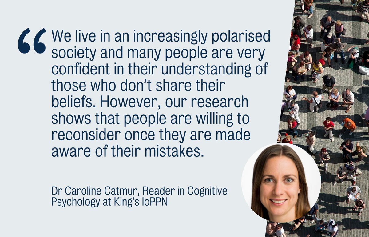 New IoPPN research has shown that despite being highly confident that we can understand the minds of people with opposing viewpoints to our own, the assumptions humans make about others are often wrong.

Learn more🔗 kcl.ac.uk/news/people-ar… #Psychology #Society