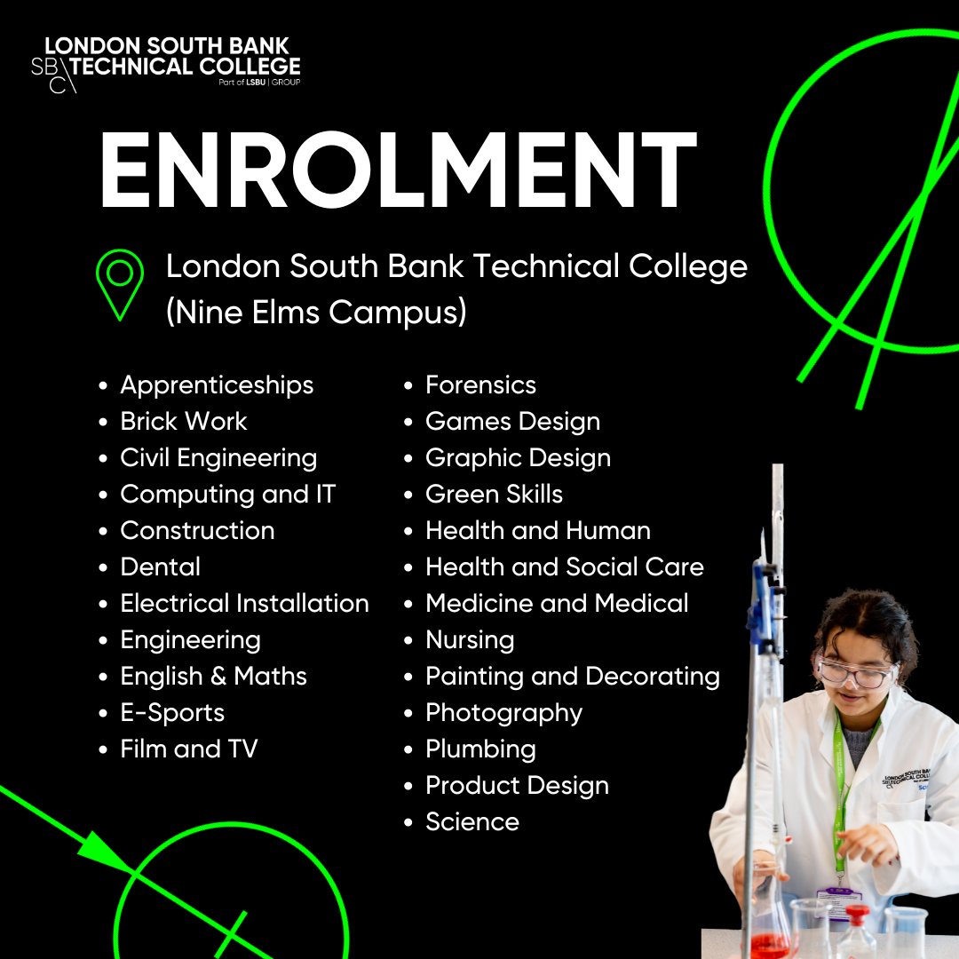 📚 Ready to take the next step? Enrolment for Nine Elms Campus is still open! From innovative courses to state-of-the-art facilities, we have everything you need to succeed. 

Click the link to learn more about enrolment details: southbankcolleges.ac.uk/student-suppor…

#enrolment #enrol2024
