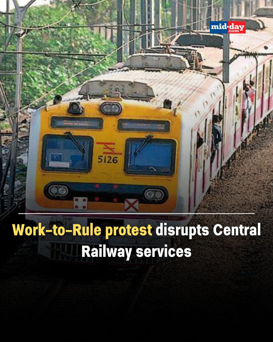 mid_day's tweet photo. A '#worktorule' protest by motormen on #CentralRailway in #Mumbai has disrupted #localtrain services since Wednesday morning.
The protest stems from a dispute over the implementation of a 'Model Detail Committee' for work schedules, leading motormen to adhere strictly to their working hours without taking on extra duties.
This has caused delays in train movement, with services being delayed by up to 15 minutes.
https://t.co/RHDh1oMTb3
#WorkToRuleProtest #Mumbai #TrainDelays #MumbaiCommute #RailwayProtest
