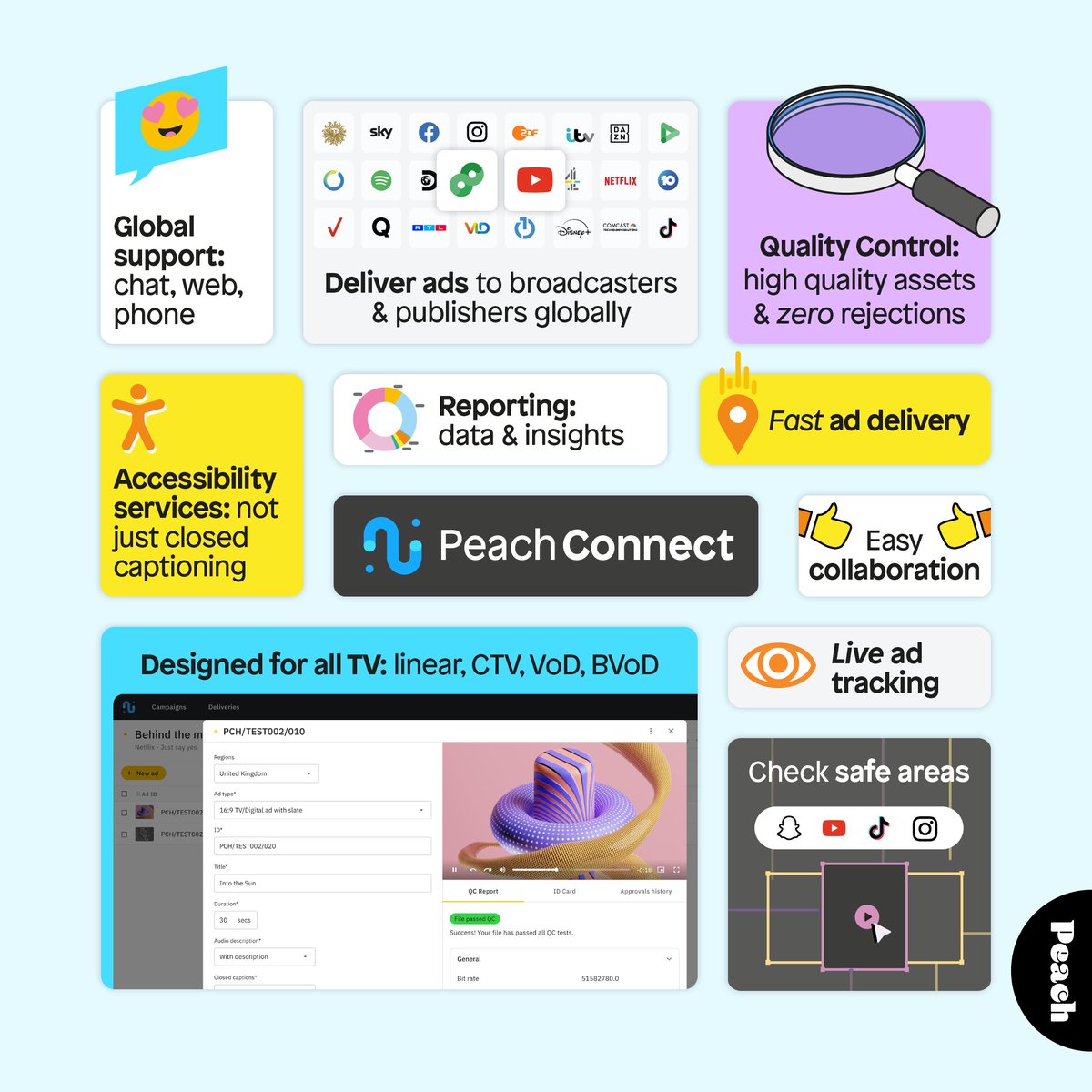 Ad delivery, for everything TV: linear, CTV, VoD, BVoD and beyond. Discover the latest from Peach Connect — deliver, source, collaborate and format ads, globally. hubs.li/Q02MRQd-0