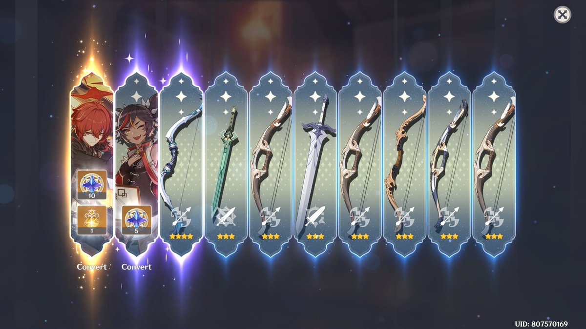 Heidmstar's tweet photo. The Genshin luck finally came by giving me triple back to backs.

P.S. diluc's last so am guaranteed my next pull https://t.co/JJXjEHxU0z