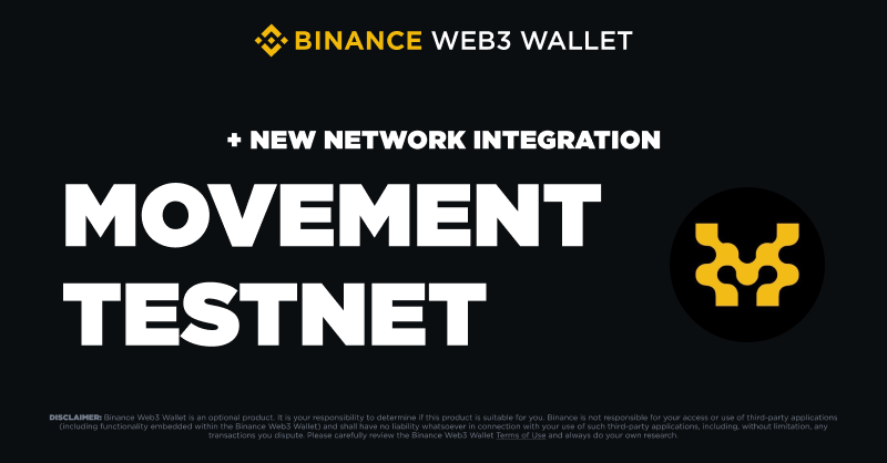 BinanceWallet's tweet photo. Movement Testnet is now available on the #Binance Web3 Wallet.

Movement Network is the First MoveVM ZK Layer 2 on Ethereum, leveraging Celestia for Data Availability.

Explore more ⤵️