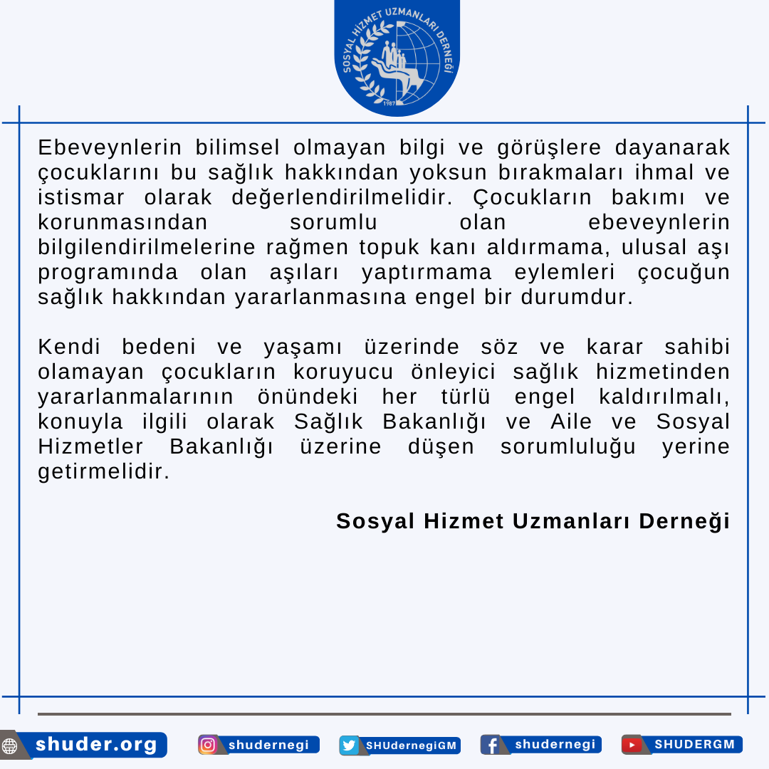 Sosyal Hizmet Uzmanları Derneği (@shudernegigm) on Twitter photo 