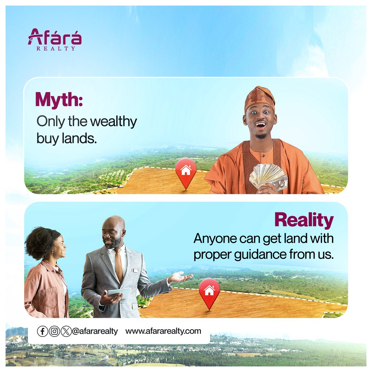 afararealty's tweet photo. Land ownership is for all, not just the few. 

With Afárá Realty, anyone can own land with the right guidance.   

#AfáráRealty https://t.co/nsMmkh7zHb