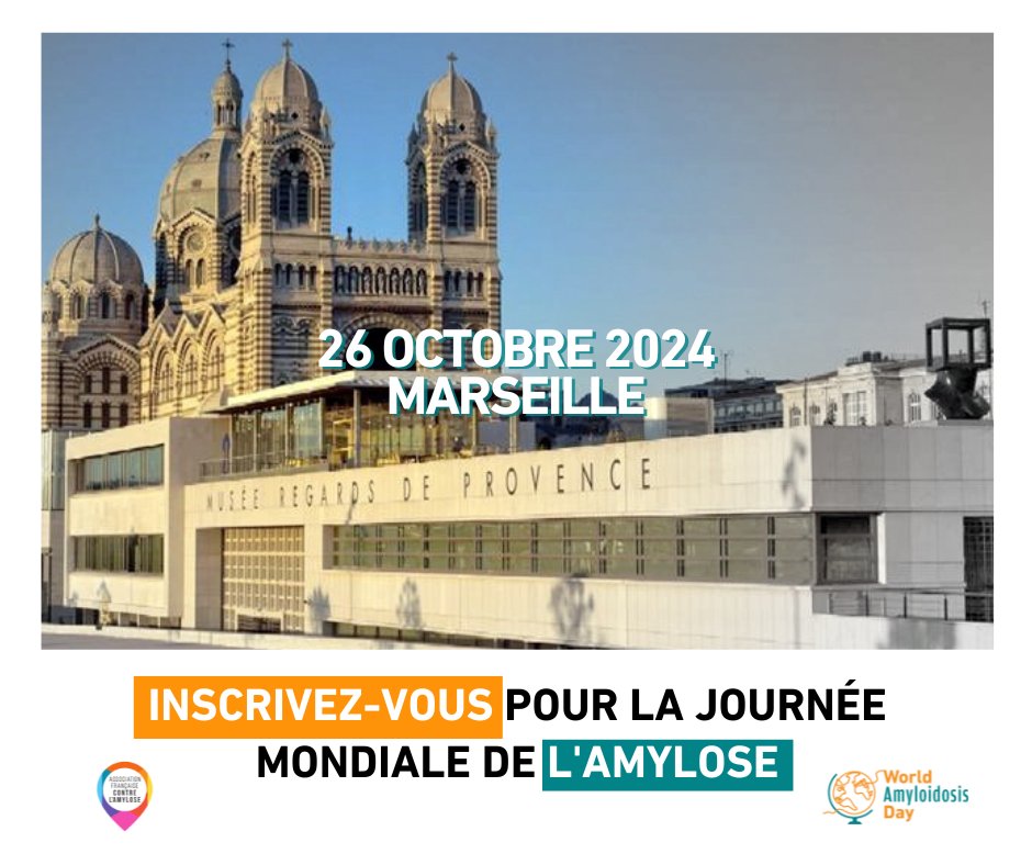 Association Française contre l'Amylose (@afcacontact) on Twitter photo 📣 LA QUATRIÈME JOURNÉE MONDIALE CONTRE L'AMYLOSE APPROCHE À GRANDS PAS ! 🌎📣
Venez soutenir l'#amylose le 26 OCTOBRE prochain à Marseille ♥️
⚠️ Inscriptions: contact@amylose.asso.fr
Nous vous attendons nombreux pour soutenir la lutte contre l'Amylose💫
<a href="/AmyloidosisDay/">World Amyloidosis Day</a> 📣 LA QUATRIÈME JOURNÉE MONDIALE CONTRE L'AMYLOSE APPROCHE À GRANDS PAS ! 🌎📣
Venez soutenir l'#amylose le 26 OCTOBRE prochain à Marseille ♥️
⚠️ Inscriptions: contact@amylose.asso.fr
Nous vous attendons nombreux pour soutenir la lutte contre l'Amylose💫
<a href="/AmyloidosisDay/">World Amyloidosis Day</a>
