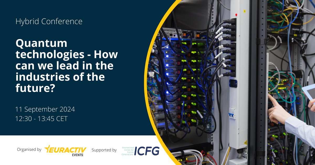 11 September I Quantum technologies - How can we lead in the industries of the future?

Join this Euractiv Hybrid Conference to discuss the opportunities and challenges of quantum technologies for the EU.

Register here: eurac.tv/9X7d
More info: eurac.tv/9X8-