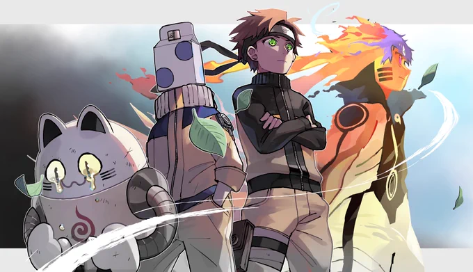 リレーラスト曲『シルエット』成人男性三人組cover イラスト担当してます 全員が主人公! #せいだん夏のNARUTOリレー #成男作画班