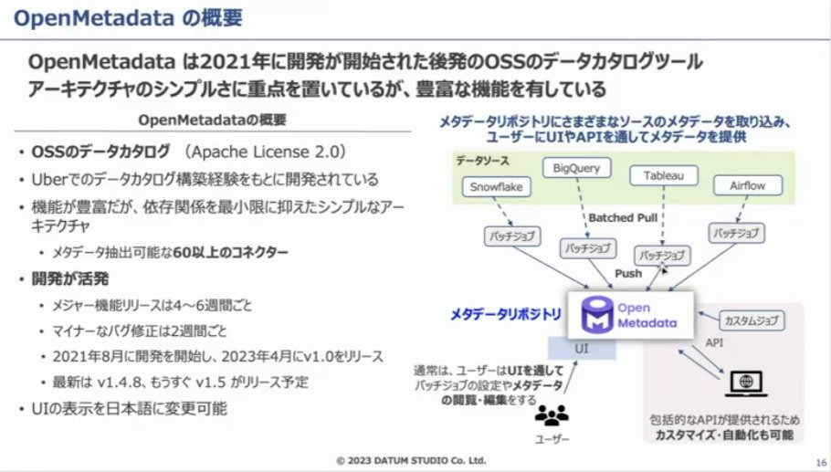 mt_musyu's tweet image. OpenMetadata、日本語表示できるの何気にありがたい・・・
エンタープライズな環境だと日本語対応しているかどうかはツール選定でまあまあ重要
 #DataEngineeringStudy