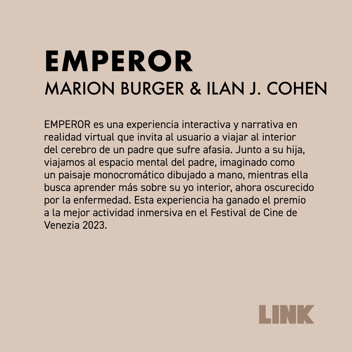 link_ovd's tweet photo. EMPEROR es una interpretación poética tras la experiencia de convivir con una persona con afasia y no una documentación de la aflicción. EMPEROR invita al usuario a viajar al interior del cerebro de un padre con afasia.

@culturaoviedo
@aytoviedo
#CulturaOviedo
#LinkOviedo https://t.co/DZybYMUhNI