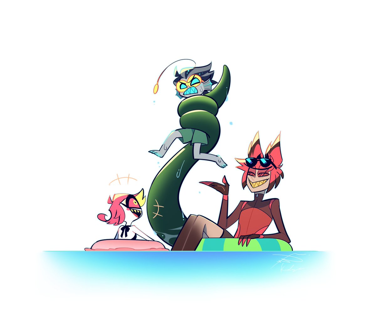GAKIDYAYO's tweet photo. 夏の🦌🪡+🐟
#HazbinHotelAlastor #HazbinHotelNiffty #HazbinHotelBaxter https://t.co/oS85ESbKLR