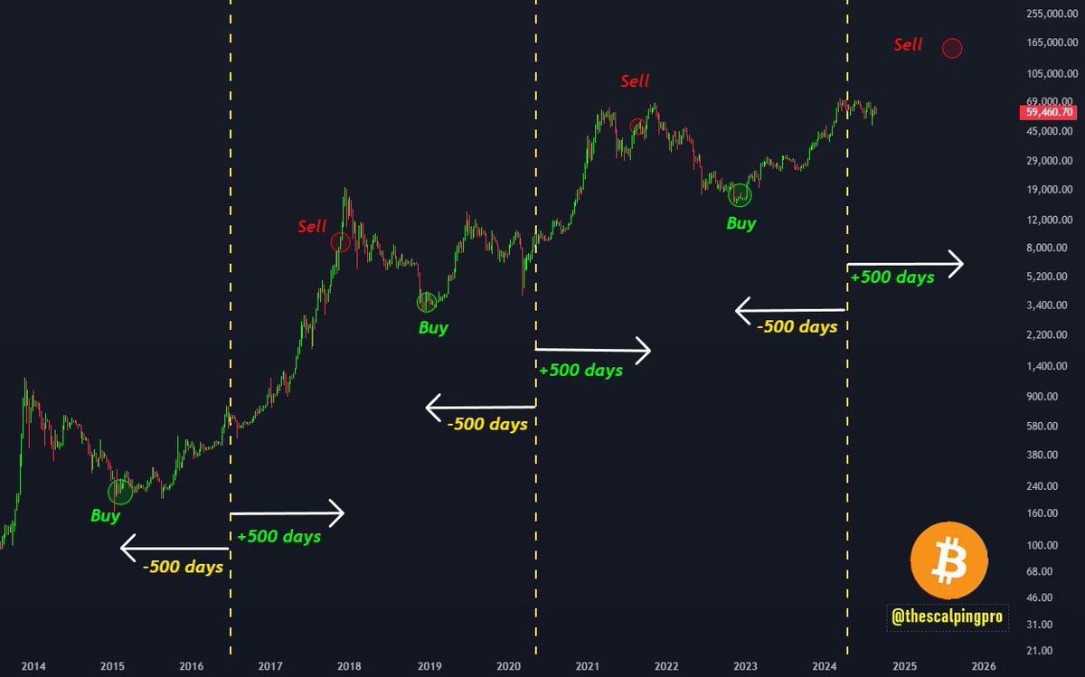 Bitcoin Simple Strategy 🤝 1) Buy Bitcoins 500 days Before Halving 2) Hold  & Do Nothing 3) Sell 500 Days After Halving 4) Repeat
