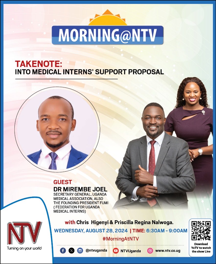 DaisyKatooko's tweet photo. Many thanks ⁦@MirembeDr⁩  Your unwavering advocacy for the deployment of all medical interns with pay, as emphasized during your recent appearance on ⁦@ntvuganda⁩ is much appreciated. ⁦@MinofHealthUG⁩ #DeployAllMedicalInterns as soon as yesterday! https://t.co/JMNwpyNok7
