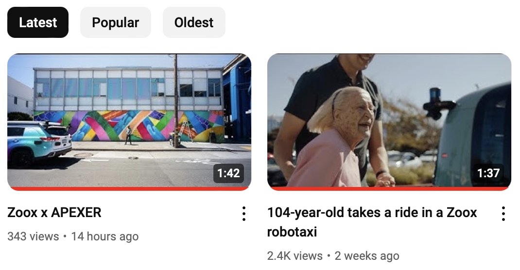 ☑️ Product video with old person 
☑️ Collaboration with local artist

Zoox is rapidly working through the launch checklist