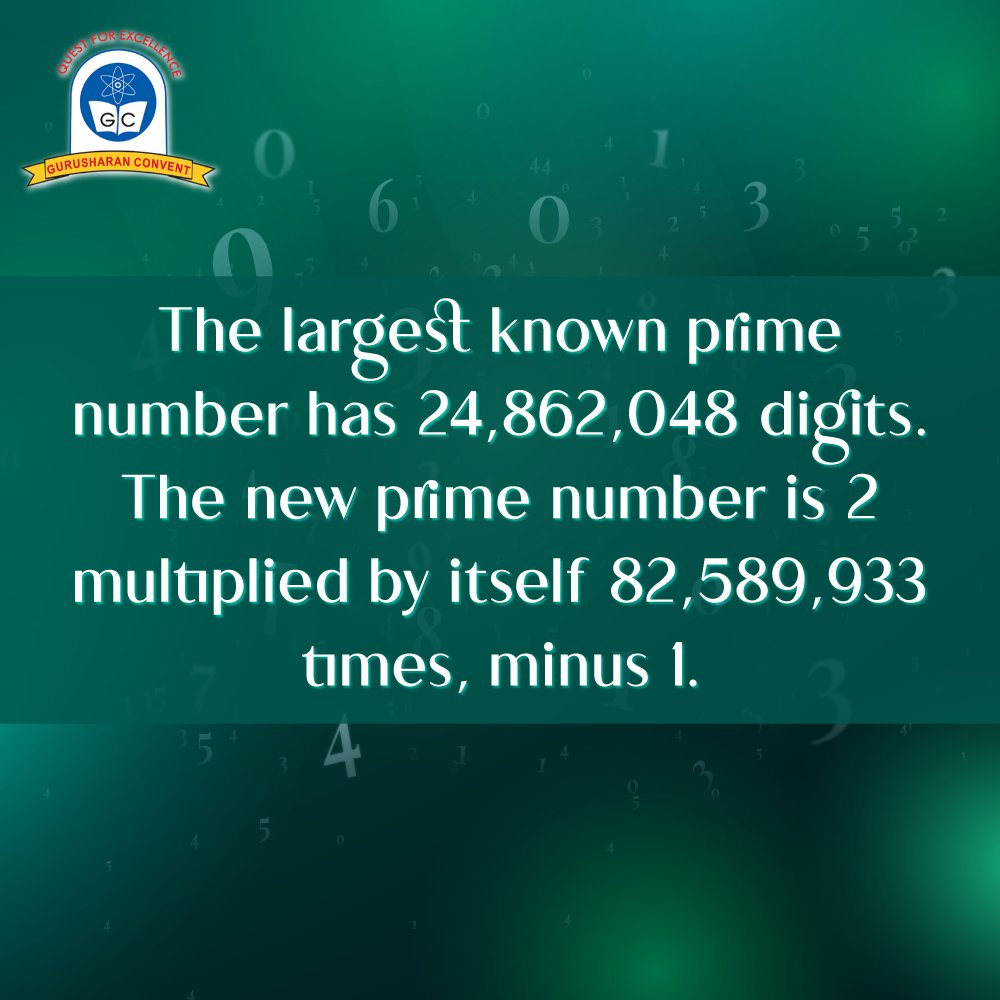 GurusharanConv1's tweet image. Prime numbers are natural numbers that have only two factors: 1 and themselves. For example, 2, 3, 5, 7, 11, etc. #GurusharanConvent #MathTips