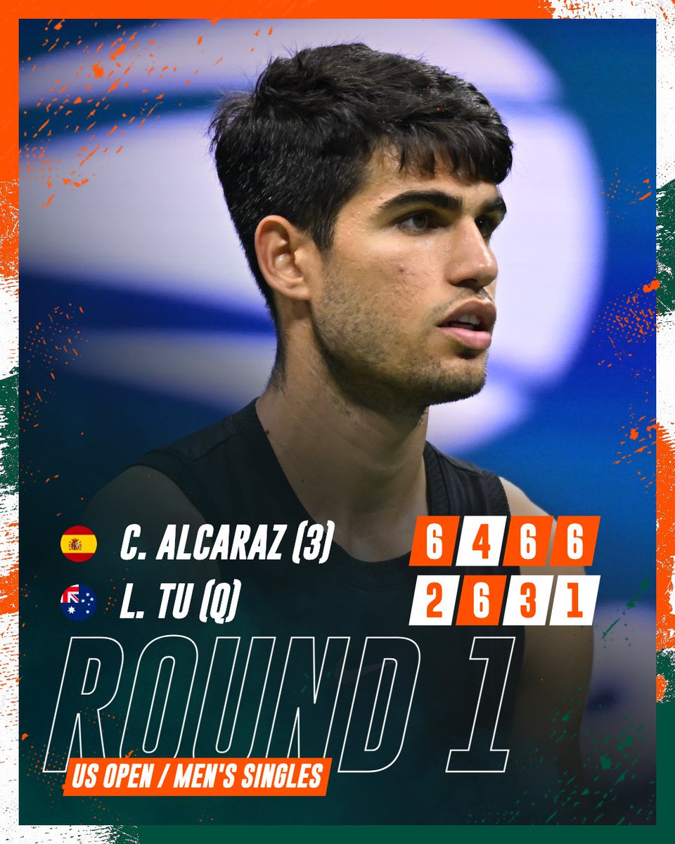 rolandgarros's tweet photo. Alcaraz gets past Tu in four!

#USOpen https://t.co/MAluzeIaTf