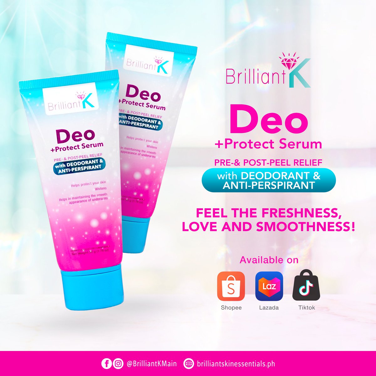 FEEL THE FRESHNESS, LOVE, AND SMOOTHNESS! 🍃

Brilliant K Underarm Revitalizing Kit revitalizes, nourishes, and brightens your underarm skin, ensuring you feel refreshed and radiant all day. 💖

#BrilliantK
#BrilliantSkinEssentials💎