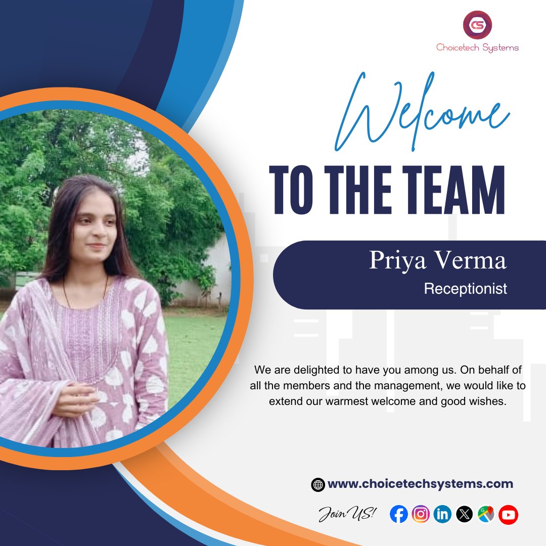 ChoicetechSyst1's tweet image. Welcome to the team Priya 💐

#newjoining #choicetechsystems #cspl #iteducation #education #hirings