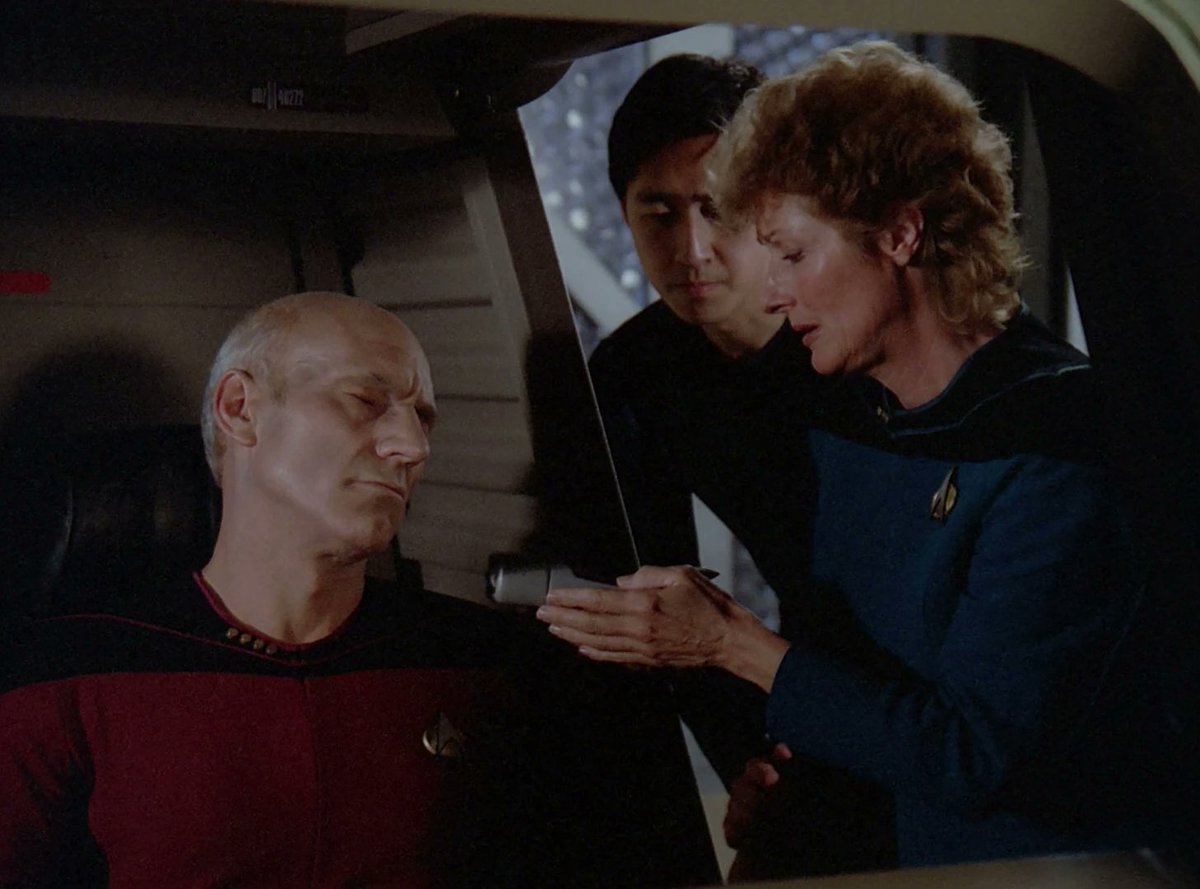 fmfagan's tweet photo. This is a very strange but good TNG. Has an Outer Limits feel to it.
Season 2, Episode 13
First aired: April 3, 1989
Teleplay: Maurice Hurley
Story by: Kurt Michael Bensmiller
Directed by: Joseph L. Scanlan
Stardate: 42679.2-42679.5 (2365)
#AllStarTrek #TNG #TimeSquared https://t.co/8dAf4k4ZBD