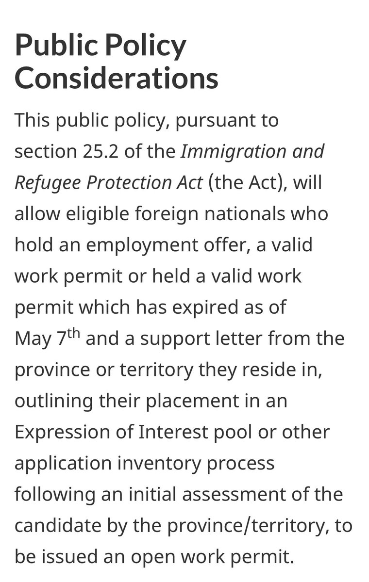 Check out the recent update on the public policy posted officially on the IRCC website. 🙌🏻 Stay tuned for more information. 
#workpermitextension #skilledworkers #manitobaourhome 

canada.ca/en/immigration…