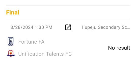 unificationfc's tweet photo. UPDATE: FINAL MATCH U-13 OCC

Our academy cadre U-13 under the tutelage of Coach Malo will be up today to defend their title 

Fortune Fa vs Unification fc Talents

1:30pm

Ilusec, Ilupeju Lagos  #unificationfc #theindomitable #teamunification https://t.co/EGDMzC9LMB