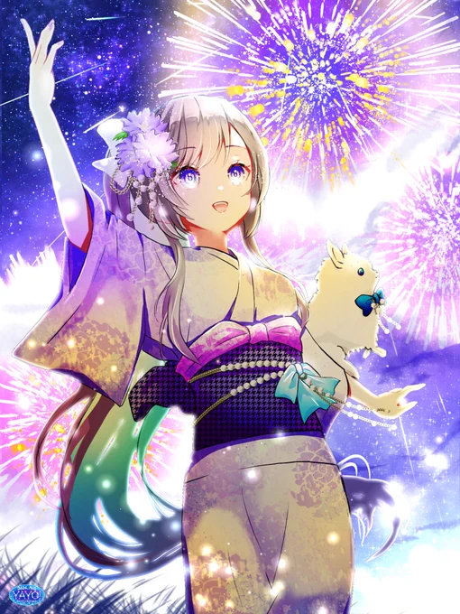 せっかくの夏なので創作ワールドを広げるべくpixivのお題に挑戦してましたギリギリで目標のコンプ幽霊水着花火狐面…浴衣は3枚描いてた#夏休み中はフォロワーが増えるらしい #イラスト 