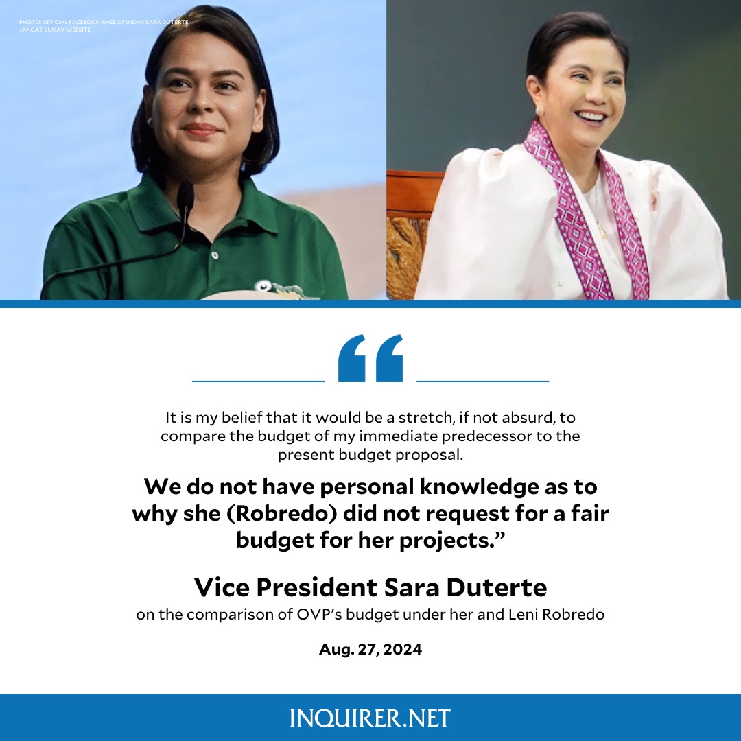 inquirerdotnet's tweet image. Vice President Sara Duterte has no idea why her predecessor, Leni Robredo, did not request for a bigger budget for the Office of the Vice President. 

READ MORE: inqnews.net/OVPbudget