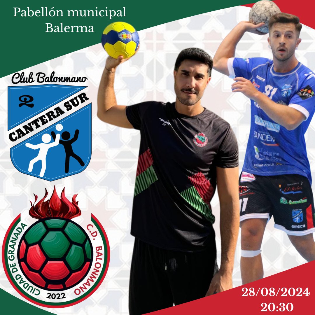 BM Ciudad de Granada (@cbmcgranada) on Twitter photo Primer test de #pretemporada para nuestro equipo de @balonmanoprimeranacional.es frente a uno de los favoritos de la categoría. Esta noche a las 20:30 en el Polideportivo Municipal de Balerma #almeria @bmcanterasur #vs <a href="/cbmgranada/">cbmgranada</a>
Vamos Granada 💪💪🔴🟢 Primer test de #pretemporada para nuestro equipo de @balonmanoprimeranacional.es frente a uno de los favoritos de la categoría. Esta noche a las 20:30 en el Polideportivo Municipal de Balerma #almeria @bmcanterasur #vs <a href="/cbmgranada/">cbmgranada</a>
Vamos Granada 💪💪🔴🟢