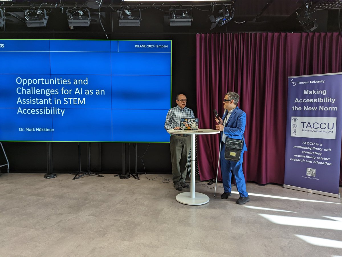 _TACCU_'s tweet photo. #ISLAND2024 Opportunities and Challenges for #AI as an Assistant in #STEM Accessibility by Dr. Markku Hakkinen @mhakkinen 

#TACCU https://t.co/z434NNAqSU